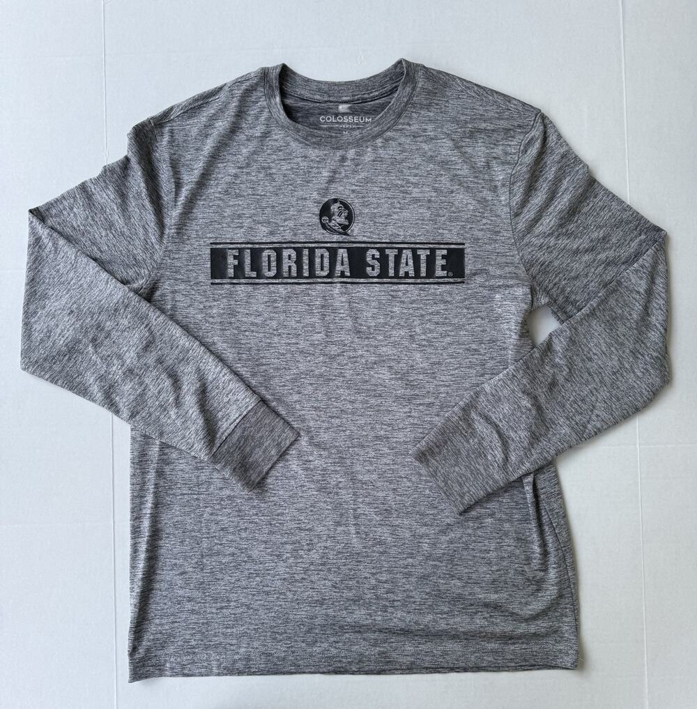 Colosseum Long Sleeve Pullover Shirt. Size Medium. Florida State Seminoles. Gray